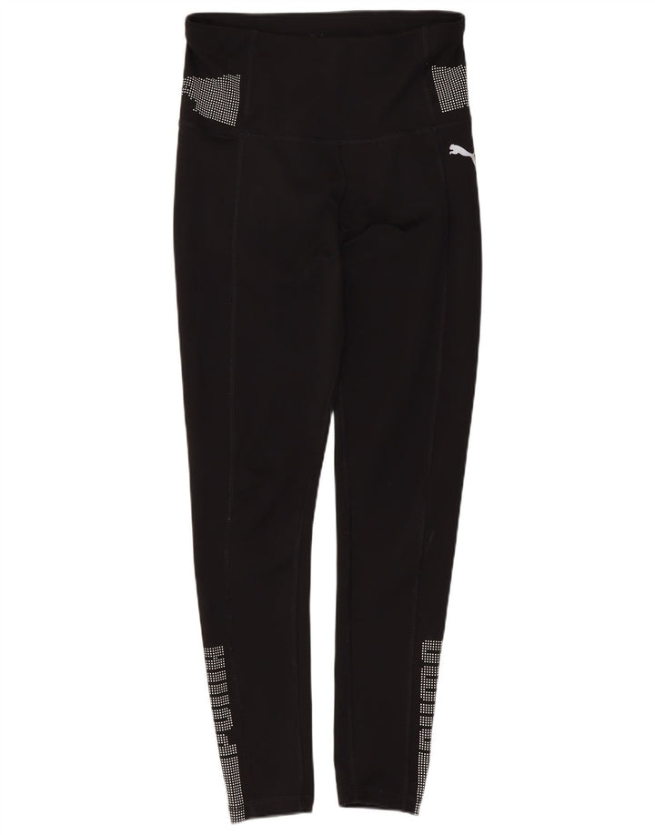 Puma Womens Graphic Leggings UK 6 XS Black Spotted Polyester