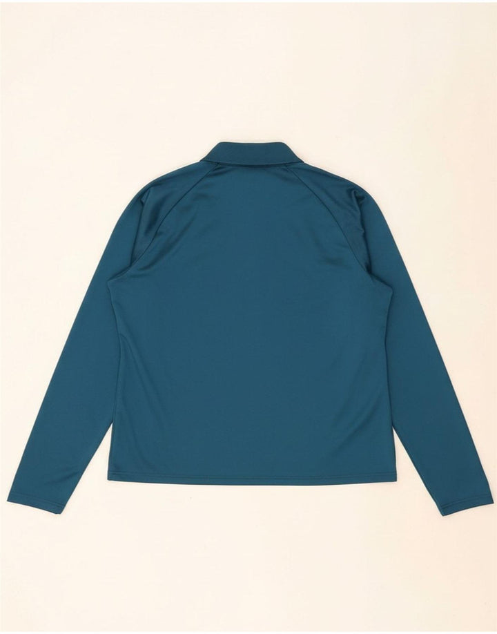 PUMA Mens Zip Neck Pullover Tracksuit Top Large Blue Colourblock Polyester