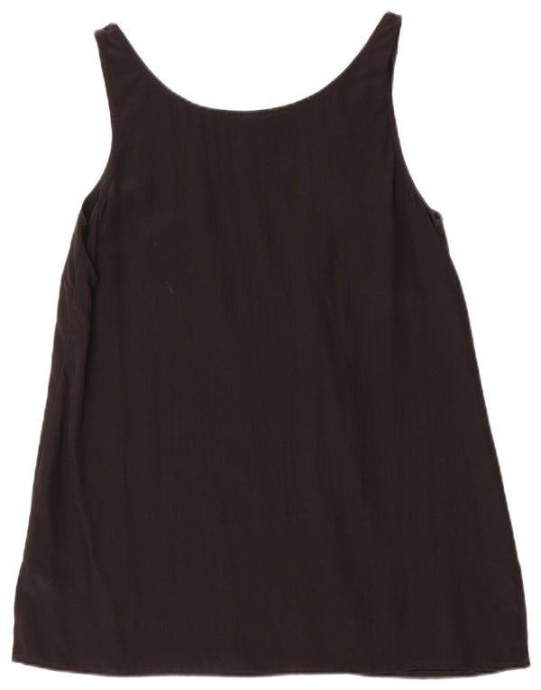 Vintage Womens Vest Top UK 12 Medium Black Silk