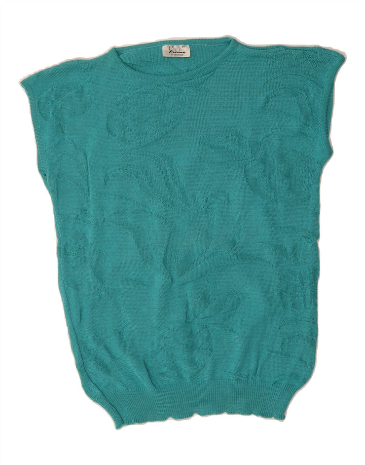 VINTAGE Womens Crew Neck Jumper Sweater IT 44 Medium Turquoise Vintage Vintage and Second-Hand Vintage from Messina Hembry 