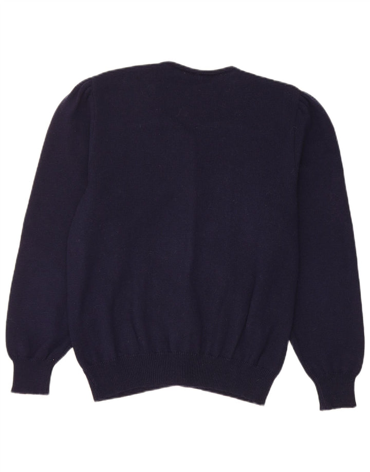 Vintage dame cardigan sweater UK 14 Medium Navy Blue