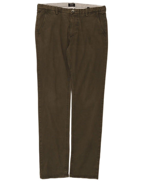 Hugo Boss Herre Slim Chino Bukser IT 48 Medium W32 L32 Khaki Bomuld