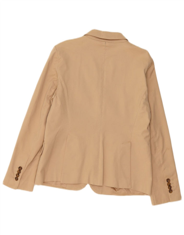 ZARA Womens 2 Button Blazer Jacket EU 42 Large Beige Cotton