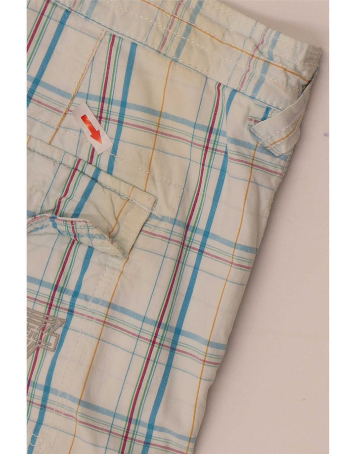 O'Neill Mens Cargo Shorts W34 Large Blue Check Cotton