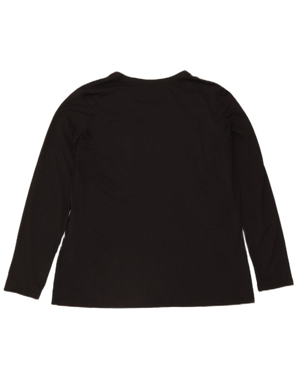 Nike Womens Dri Fit Graphic Top Long Sleeve UK 20 2XL Black Polyester