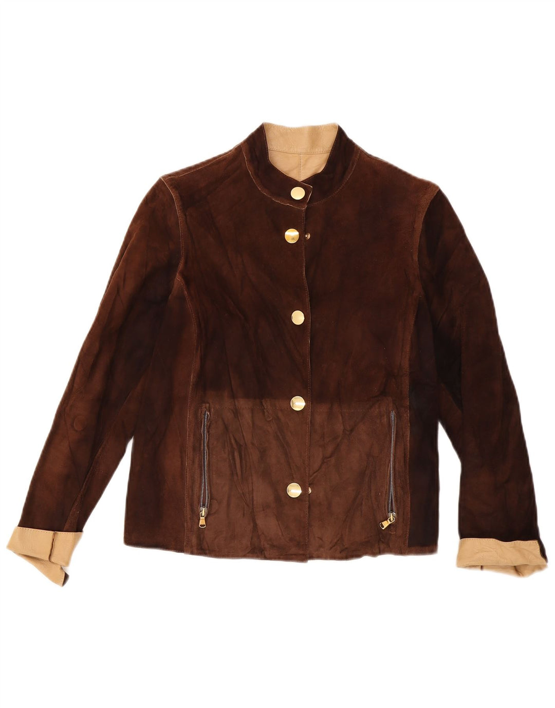Vintage Womens Reversible Jacket IT 42 Medium Brown Colourblock