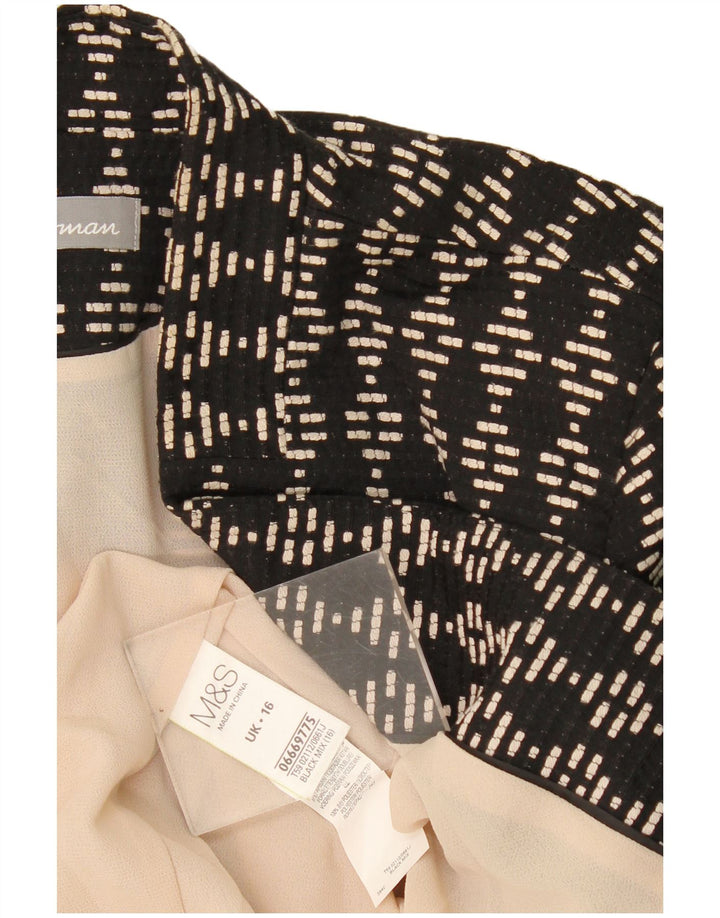 Marks & Spencer Jachetă Blazer deschisă pentru femei UK 16 Large Black Geometric