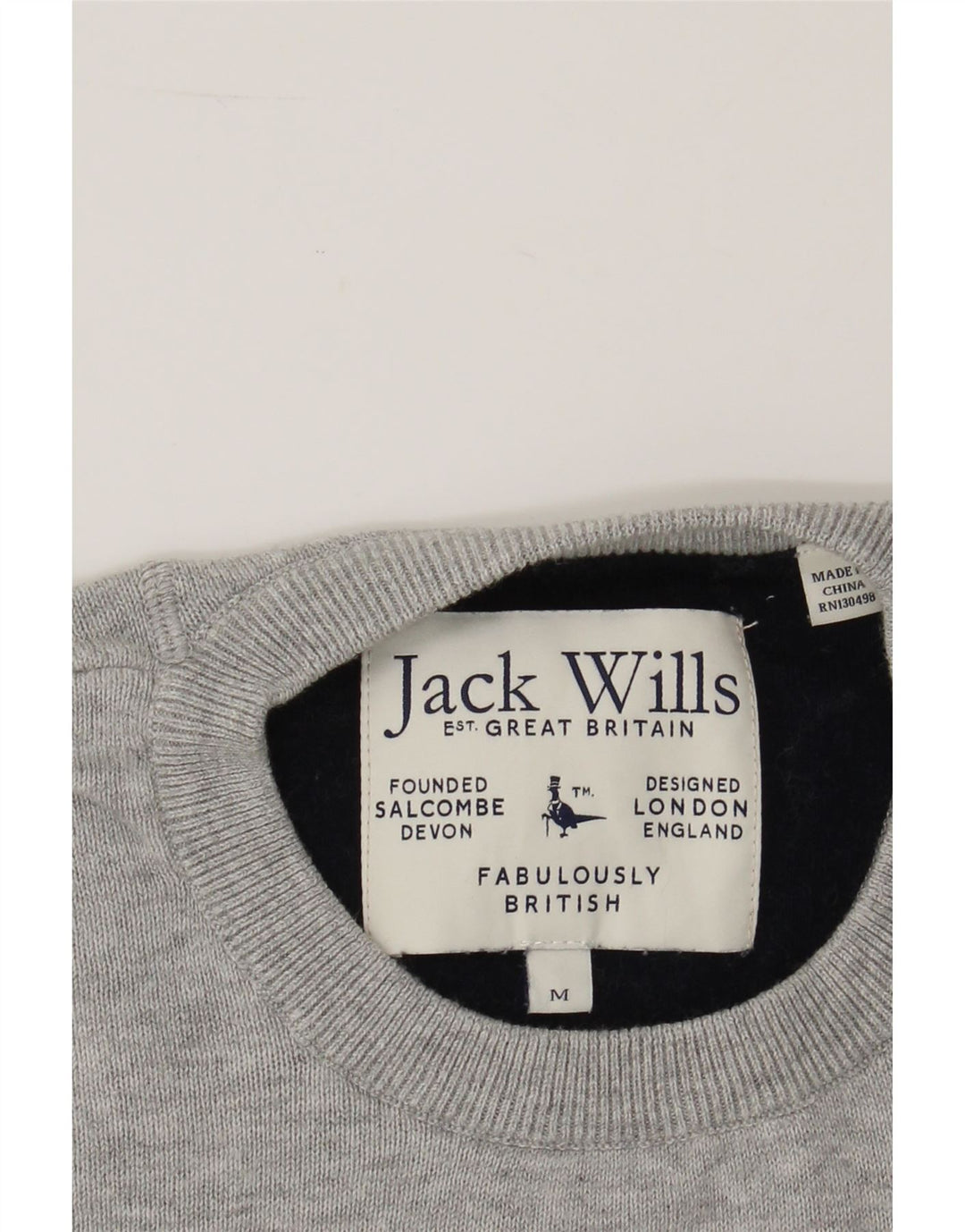 JACK WILLS Mens Crew Neck Jumper Sweater Medium Grey Cotton Vintage Jack Wills and Second-Hand Jack Wills from Messina Hembry 