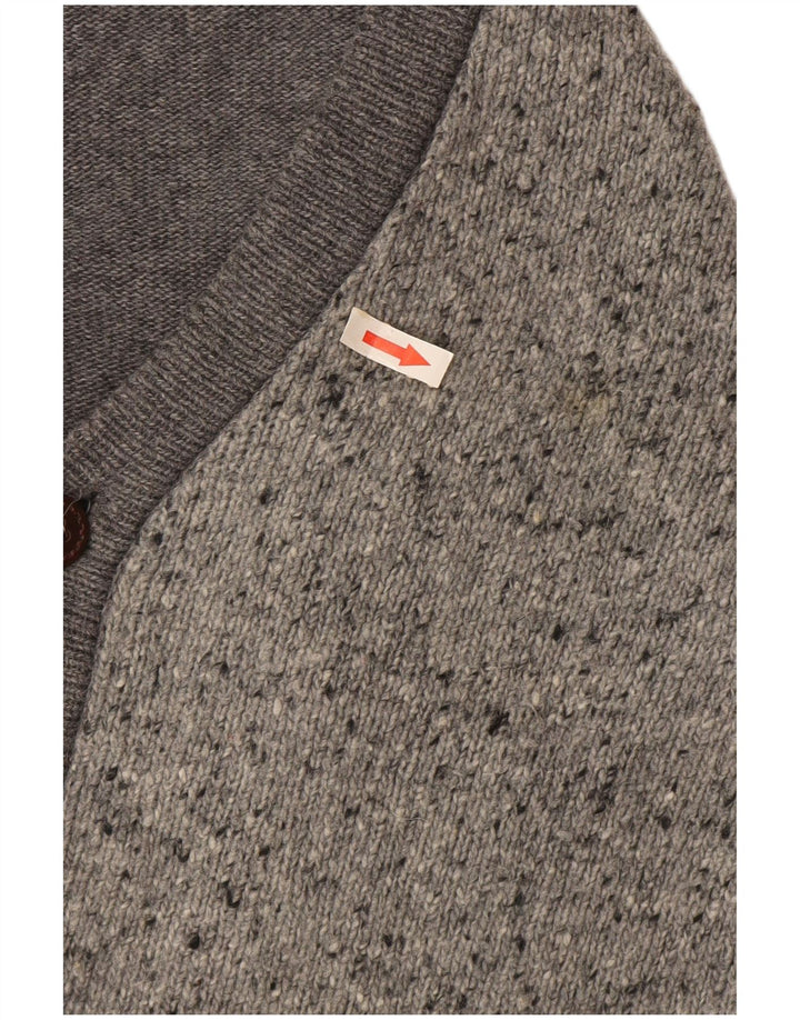 Il Granchio Mens Cardigan Sweater IT 50 Medium Grey Flecked Wool