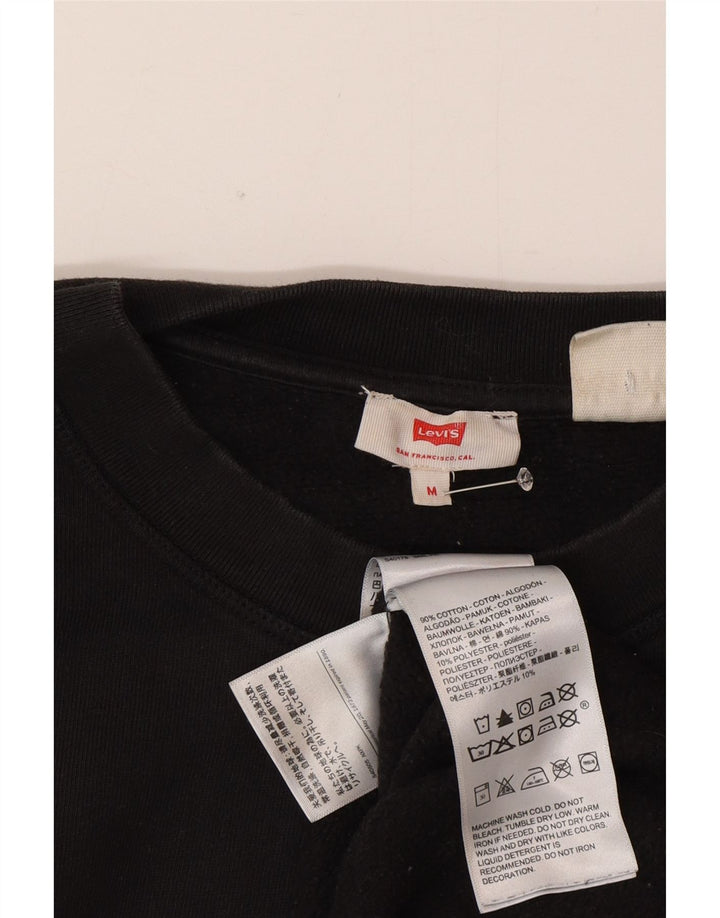 Levi's Womens Graphic Oversized Sweatshirt Jumper UK 14 Medium Black Cotton