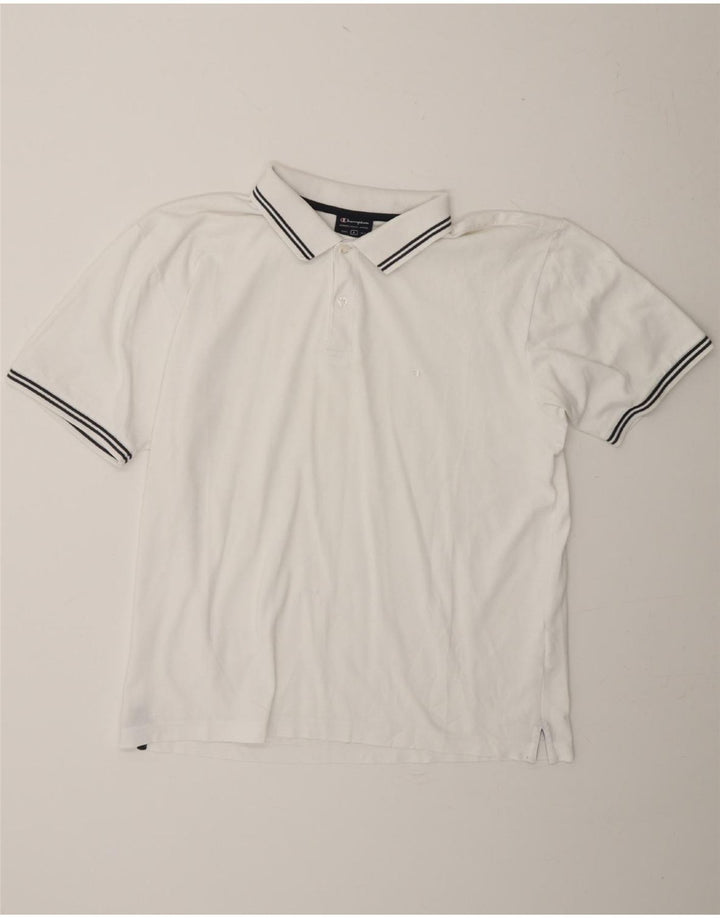 CHAMPION Mens Polo Shirt Large White Cotton Vintage Champion and Second-Hand Champion from Messina Hembry 