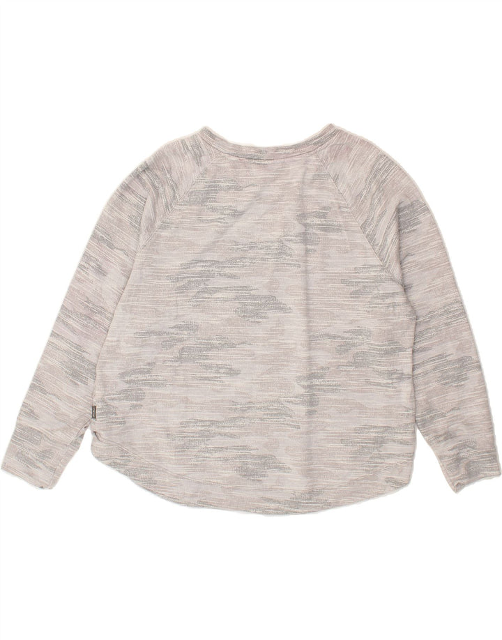 EDDIE BAUER Womens Sweatshirt Jumper UK 18 XL Grey Pinstripe Polyester Vintage Eddie Bauer and Second-Hand Eddie Bauer from Messina Hembry 