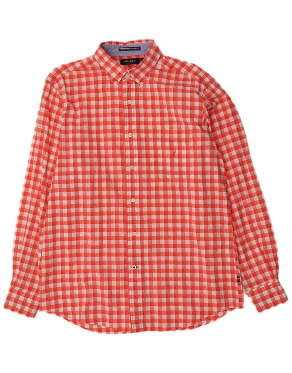 Nautica Herreskjorte Medium Rød Gingham Bomuld