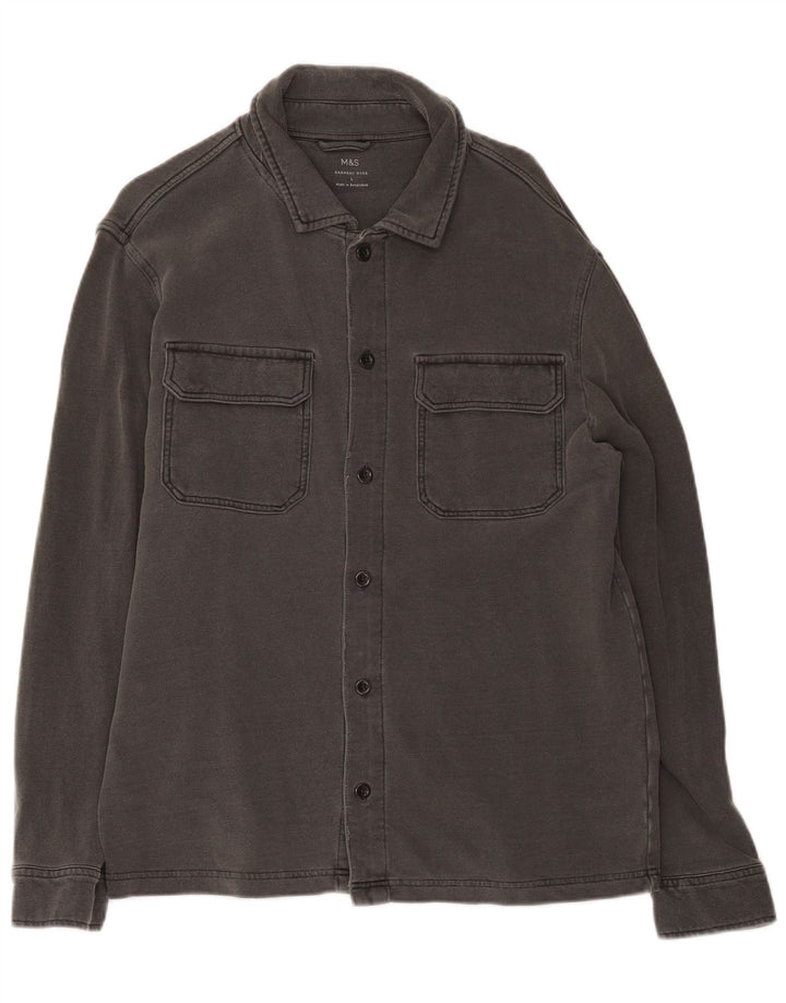 Marks & Spencer Mens Shirt Large Grey Cotton