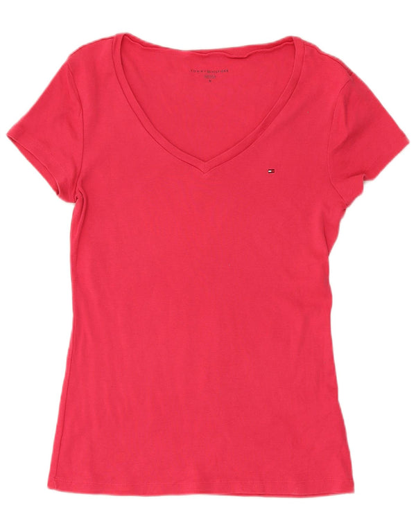 Tommy Hilfiger Womens Short Sleeve Slim Fit T-Shirt Top UK 12 Medium Red