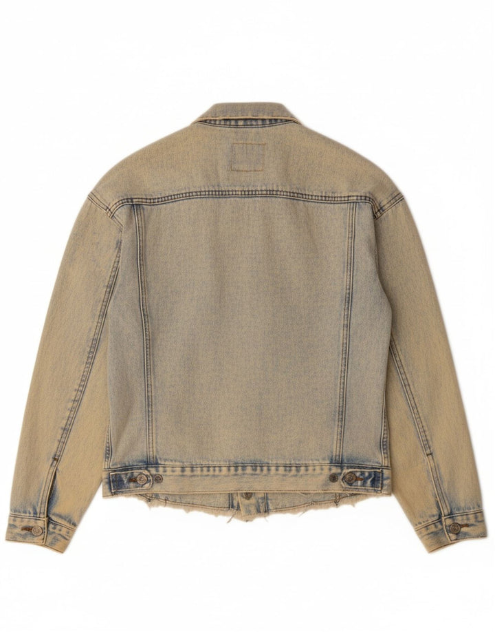 DENIM & CO Womens Oversized Distressed Denim Jacket UK 8 Small Blue Cotton Vintage Denim & Co and Second-Hand Denim & Co from Messina Hembry 