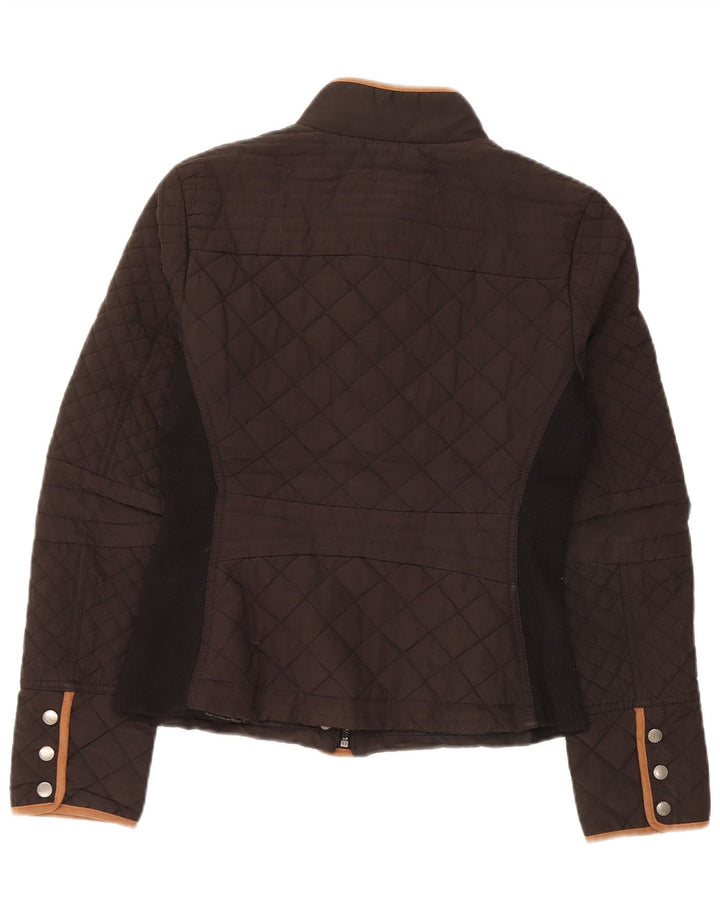 Zara Quiltet jakke til kvinder UK 12 Medium Brun Polyester