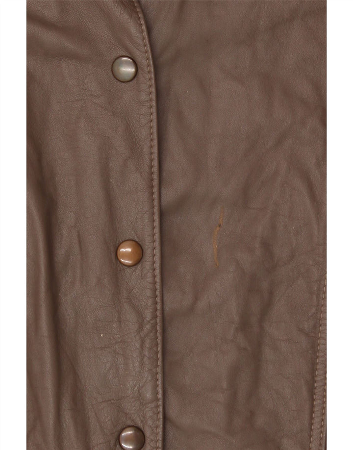 JULIAN VARD Womens Leather Jacket UK 10 Small Brown Leather Vintage Julian Vard and Second-Hand Julian Vard from Messina Hembry 