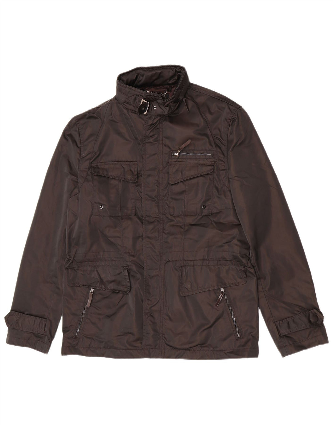 Zara Mens Hooded Utility Jacket UK 38 Medium Brown