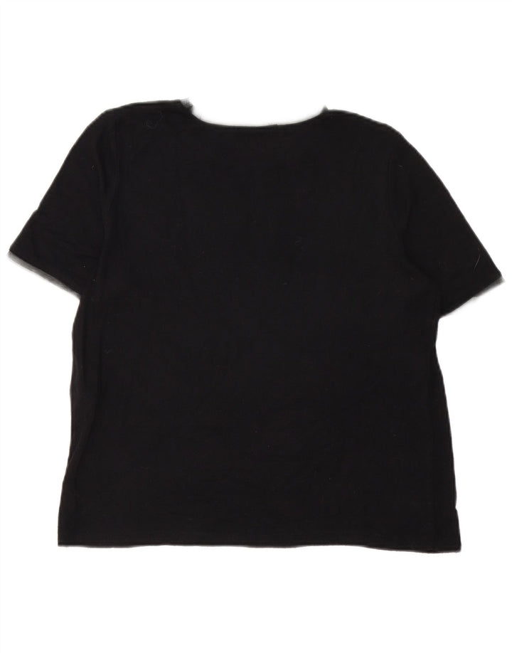 Zara Womens T-Shirt Top UK 12 Medium Black Viscose