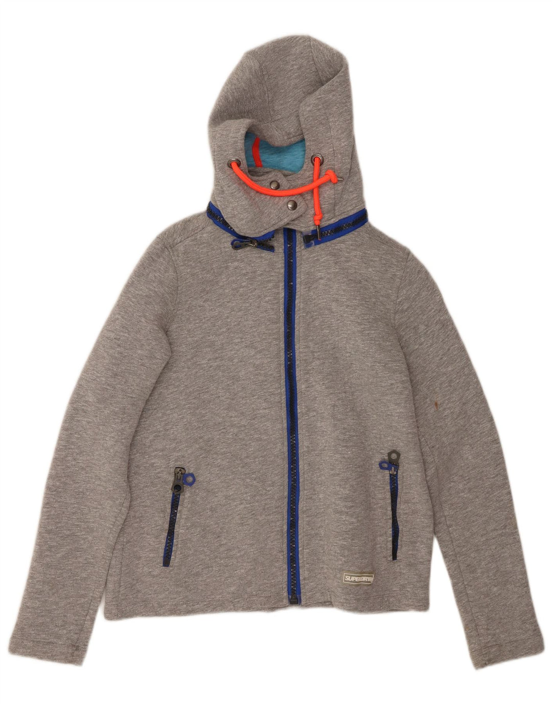 SUPERDRY hættetrøje til kvinder med lynlås UK 10 Lille grå polyester