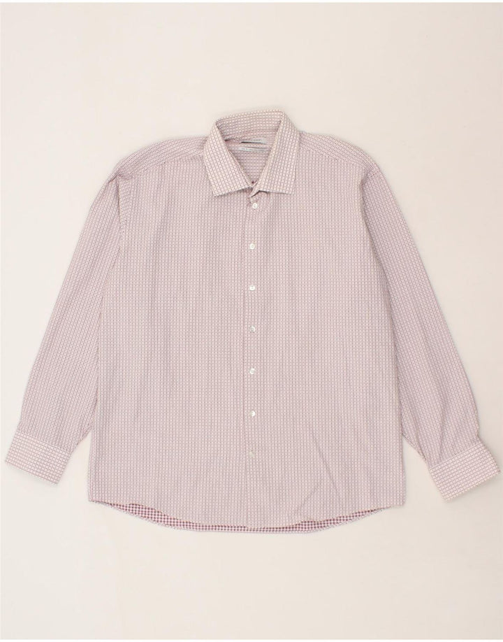 CALVIN KLEIN Mens Abstract Pattern Slim Fit Shirt Size 44 XL Pink Vintage Calvin Klein and Second-Hand Calvin Klein from Messina Hembry 