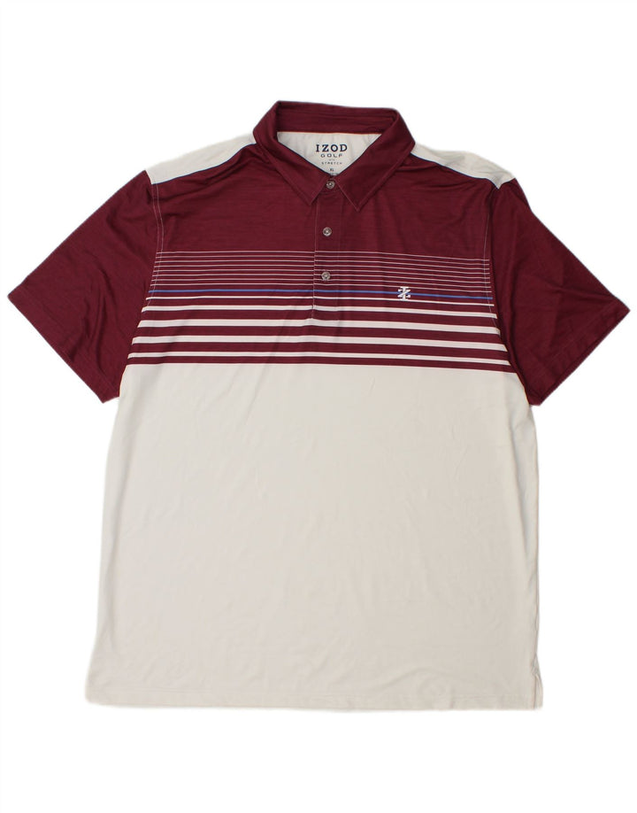 IZOD Mens Polo Shirt XL White Colourblock Polyester