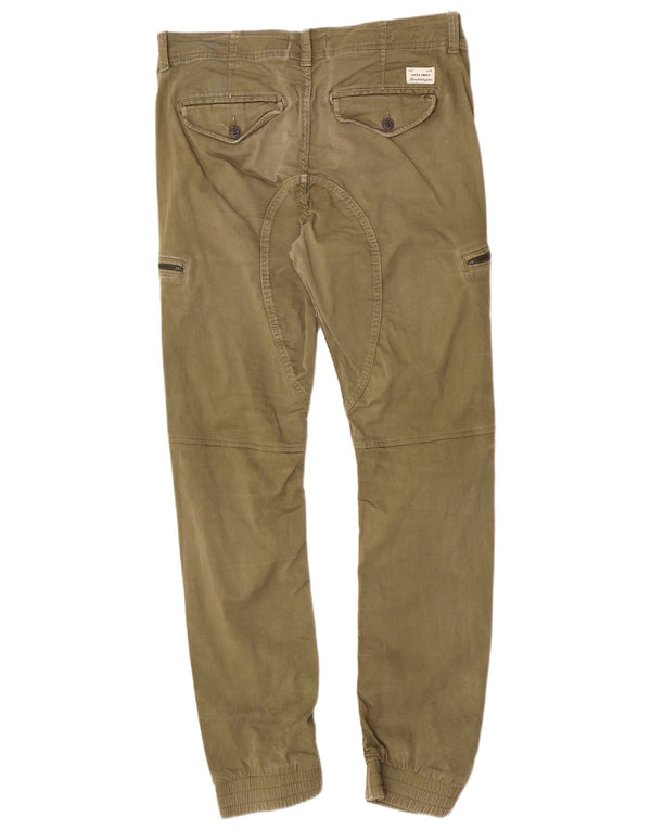 Pantaloni cargo da jogging anti-fit da uomo Jack & Jones W31 L29 cotone kaki