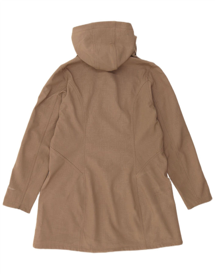EDDIE BAUER Womens Hooded Windbreaker Coat UK 16 Large Beige Polyester