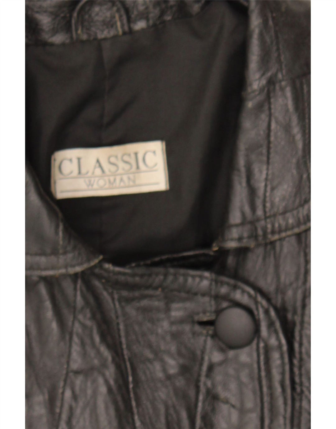 CLASSIC Womens Leather Coat UK 14 Medium Black Vintage CLASSIC and Second-Hand CLASSIC from Messina Hembry 