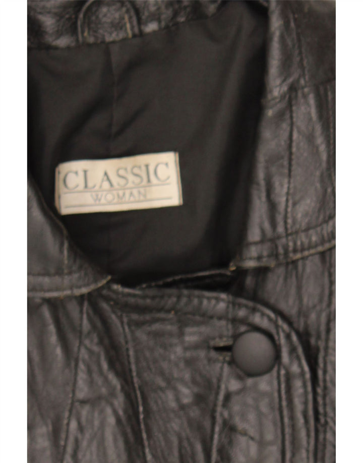 CLASSIC Womens Leather Coat UK 14 Medium Black Vintage CLASSIC and Second-Hand CLASSIC from Messina Hembry 