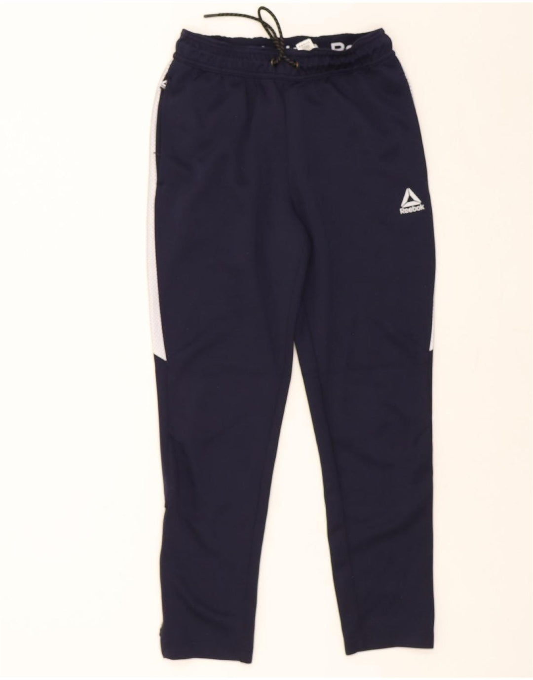 REEBOK Mens Tracksuit Trousers Small Navy Blue Colourblock Polyester Vintage Reebok and Second-Hand Reebok from Messina Hembry 