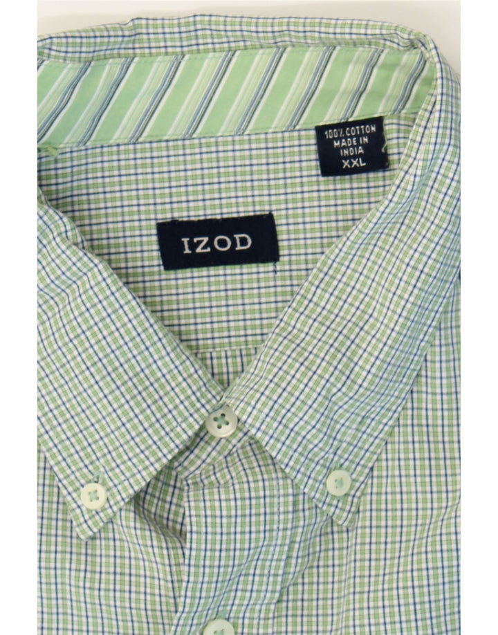 IZOD Mens Shirt 2XL Green Check Cotton Vintage Izod and Second-Hand Izod from Messina Hembry 