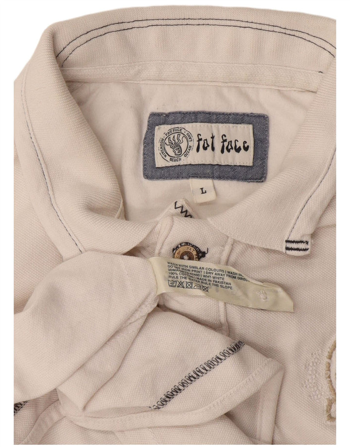 Fat Face Herren-Poloshirt mit Grafik, groß, aus weißer Baumwolle