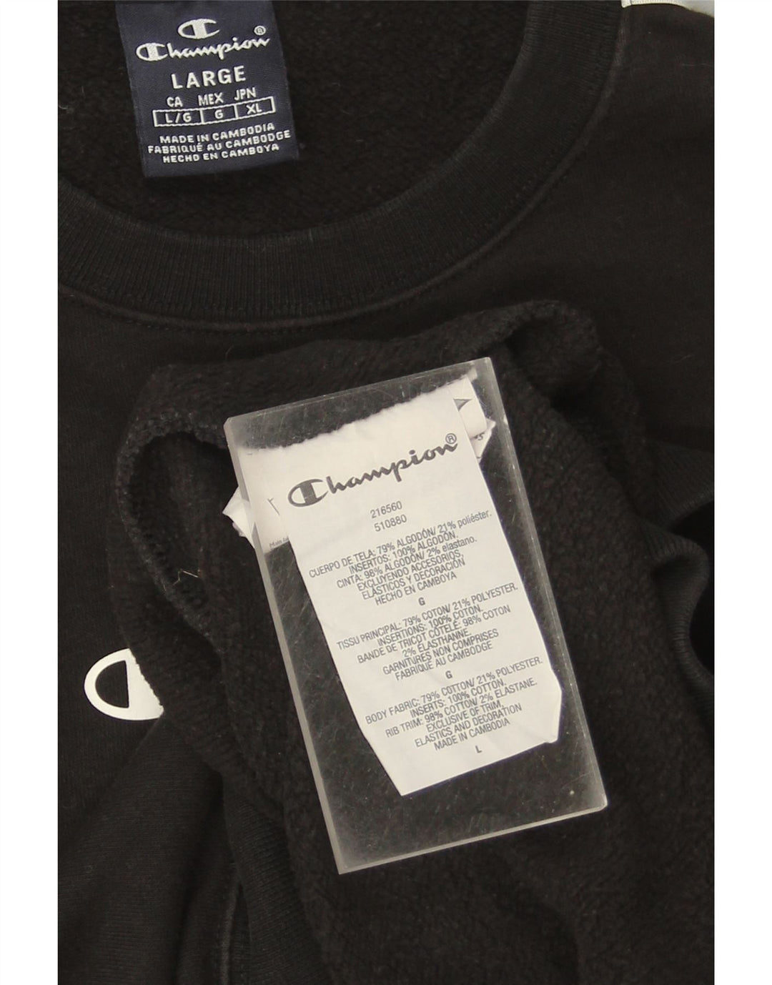CHAMPION Mens Graphic Sweatshirt Jumper Large Black Cotton