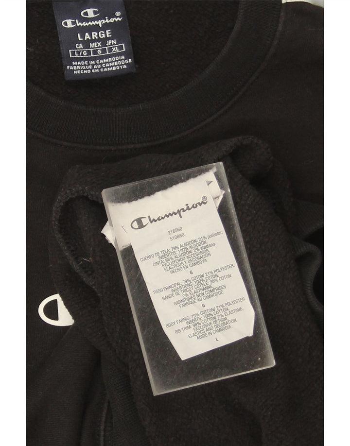 CHAMPION Mens Graphic Sweatshirt Jumper Large Black Cotton