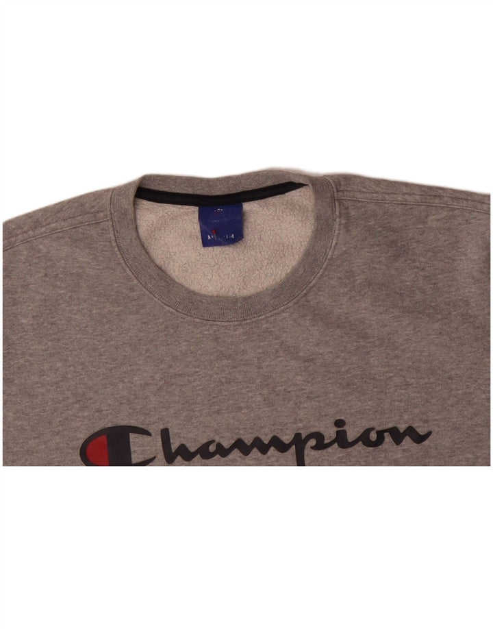 CHAMPION Mens Graphic Sweatshirt Jumper Medium Grey Cotton