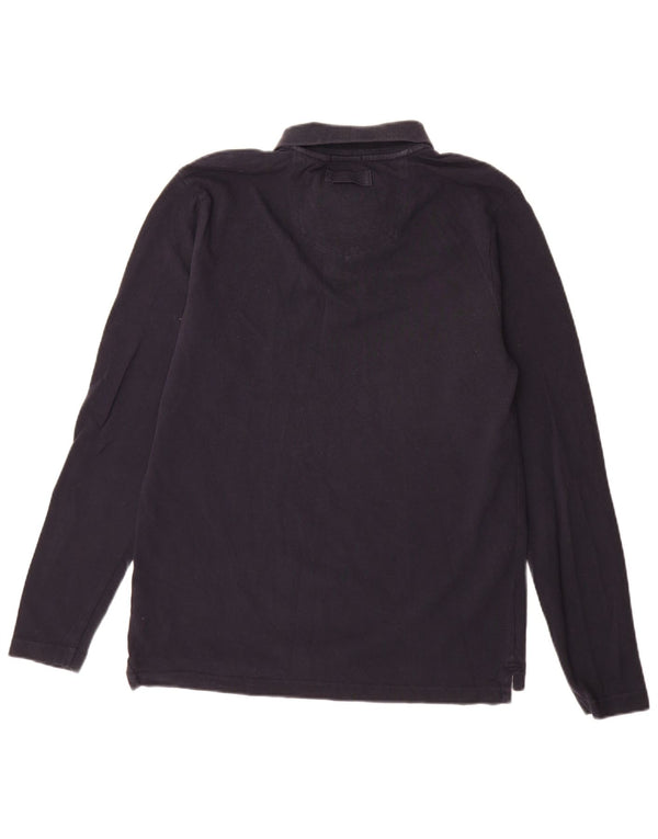 Fat Face Mens Long Sleeve Polo Shirt Medium Navy Blue Cotton