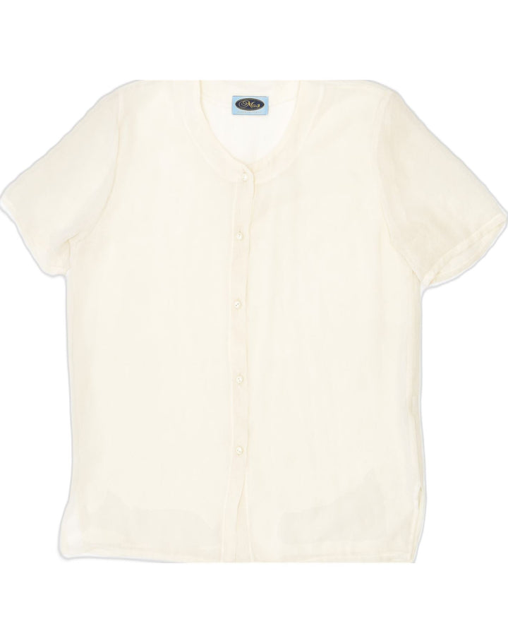 VINTAGE Womens Short Sleeve Shirt Blouse UK 20 XL Off White | Vintage Vintage | Thrift | Second-Hand Vintage | Used Clothing | Messina Hembry 