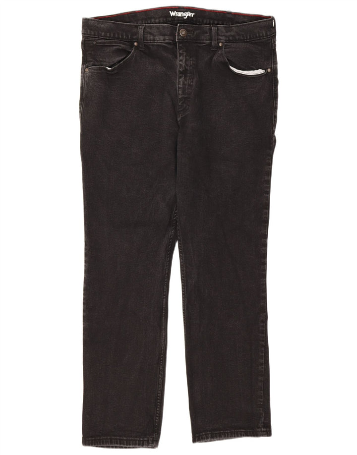 Wrangler Mens Regular Straight Jeans W38 L30 Black Cotton