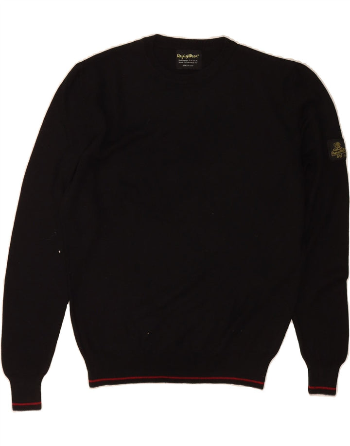 REFRIGIWEAR Womens Crew Neck Jumper Sweater UK 14 Medium Black Wool Vintage Refrigiwear and Second-Hand Refrigiwear from Messina Hembry 