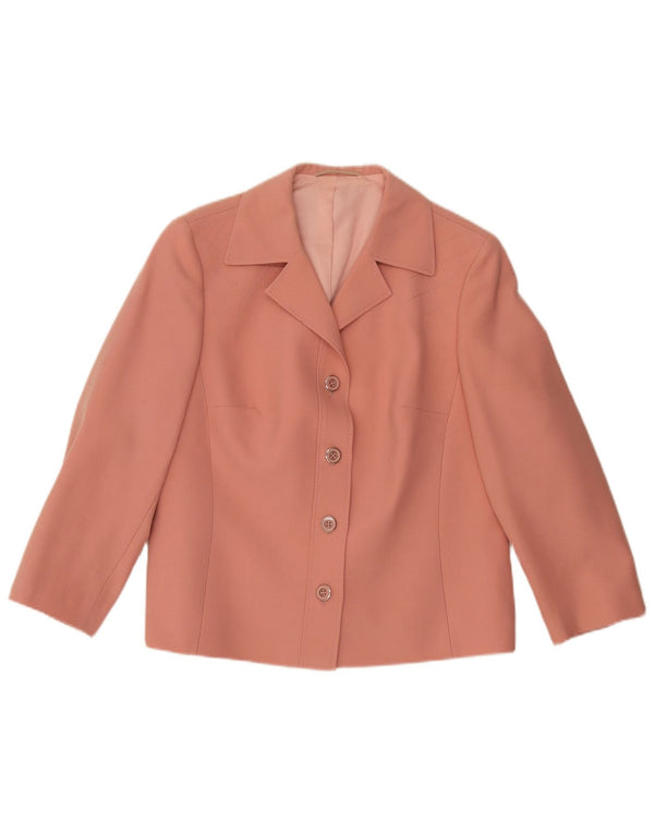 Goldix Womens 4 Button Blazer Jacket UK 12 Medium Pink Wool