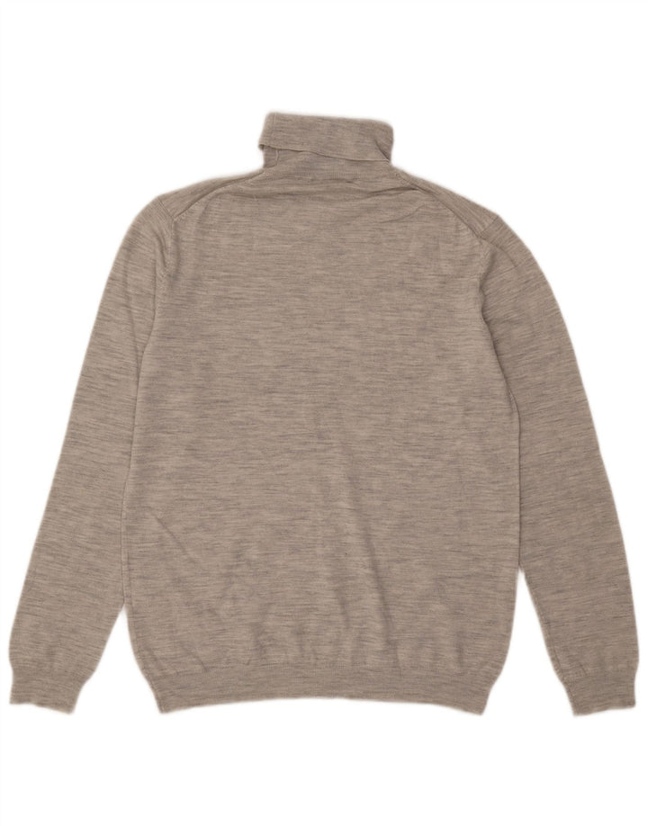 Reiss Mens Roll Neck Jumper Sweater Large Grey Flecked Wool