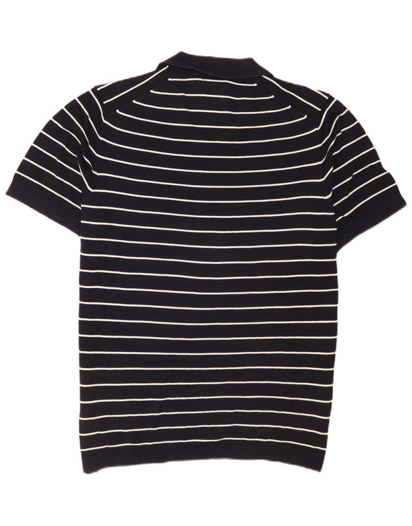 Massimo Dutti Polo Homme XL Bleu Marine Rayé Coton