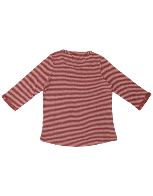 Top da donna Fat Face manica 3/4 UK 10 piccolo cotone gessato rosso