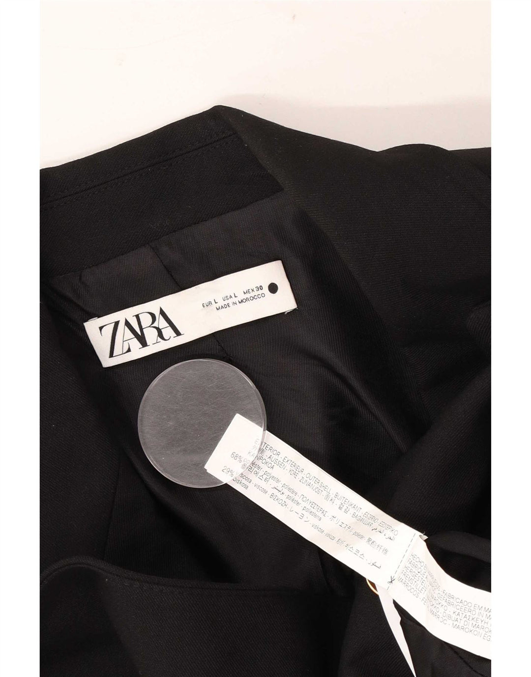 Zara Dame Dobbeltradet Blazer Jacket UK 16 Stor Sort Polyester