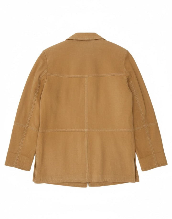 VINTAGE Womens Suede 3 Button Blazer Jacket IT 52 2XL Beige Leather