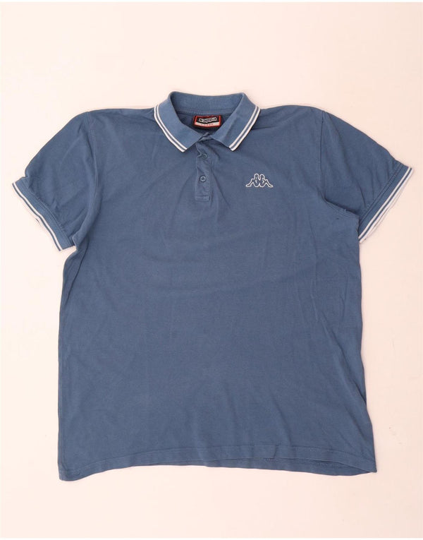 Kappa Polo Homme Large Bleu Rayé Coton