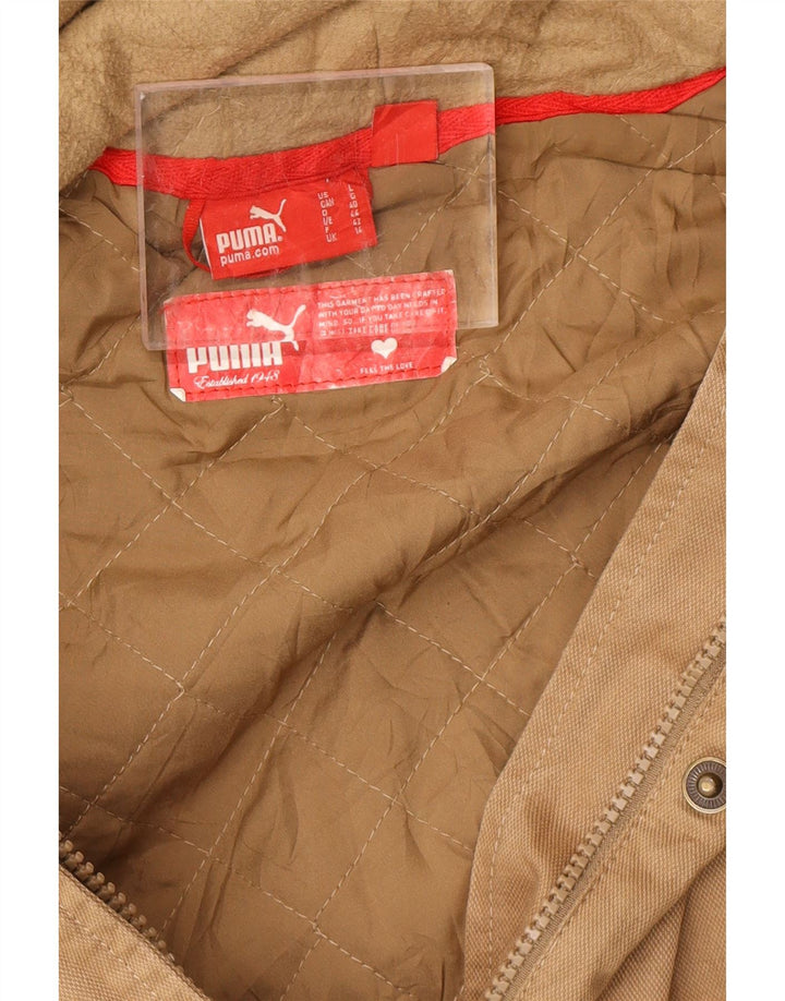 PUMA Womens Hooded Bomber Jacket UK 14 Large Beige