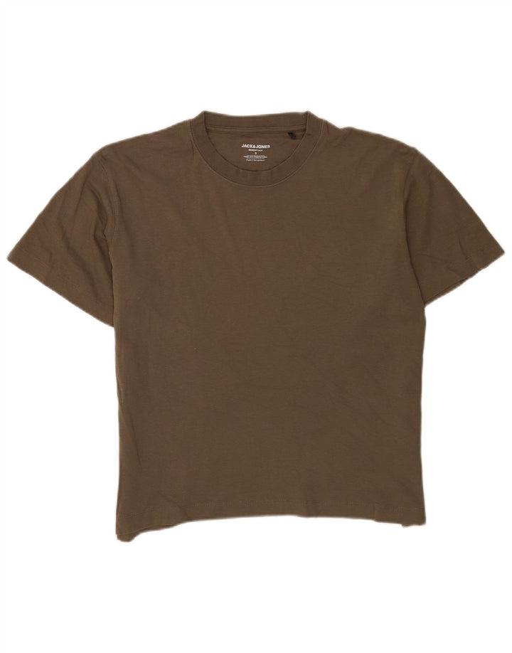 Jack & Jones Mens T-Shirt Top Small Khaki Cotton